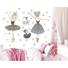 WONDER MURALS Wall Sticker Children's Room Decoration Girls Wall Sticker Ballerina Wall Sticker Children's Wall Decoration Baby Room