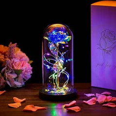 Beauty And The Beast Rose In Glass Dome, LED Lights Crystal Rose, Flower Gift For Birthday, Anniversary, Valentine's Day, Wedding, Girlfriend, Wife, Women