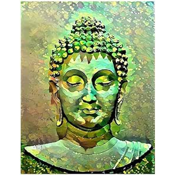 Square Diamond Painting by Numbers Buddha 40 x 50 cm 5D Diamond Painting Pictures Large Square Stones for Adults Children with Diamond Painting Accessories Daiments Painting Kits Living Room Pictures