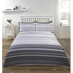 Rapport Home Rapport Stratford Stripe Grey King Size Cotton Blend Duvet Cover Set