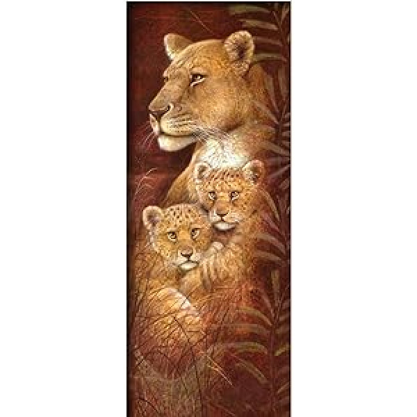 ParNarZar Diamond Painting Mother Lion and Twins Large 40 x 105 cm Whole Picture Glued 5D Round Stones Mosaic Making Crafts for Stairs Decoration
