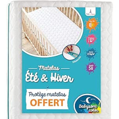 Babysom - Summer/Winter Baby Mattress | Children's Mattress + Waterproof Mattress Protector Gift - 70 x 140 cm - Breathable - Removable Cover - Height 12 cm