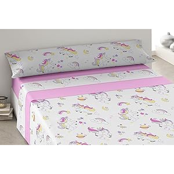 Degrees home Unicorn - Children's Bed Linen 90 x 190 cm Duvet Cover Set 90 x 190 cm Microfibre Set of 3 - Pink