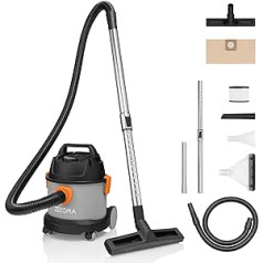 Zeegma ZONDER Pro Compact Wet/Dry Vacuum Cleaner, Compact Industrial Vacuum Cleaner 1000 W, Container 6 L, Upholstery and Carpet Nozzle, Blow Function