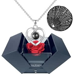 GUCHO Eternal Rose with I Love You Necklace, Preserved Rose Gifts for Women, Eternal Flowers for Mum, Wife and Girlfriend on Christmas, Valentine's Day, Mother's Day, Anniversary, Birthday Gifts for