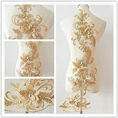 3D lace flower applique, sewing costume, ideal for craft, stitching, costumes, evening, wedding, 3-in-1, 20 cm x 72 cm, A1.