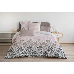 Home Linge Passion 3-Piece Duvet Cover 100% Cotton 57 Threads/cm² for Double Bed 220 x 240 cm Crevecoeur & Powder Pink