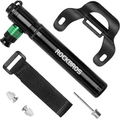 ROCKBROS Bicycle Pump Aluminium Mini Pump 110 PSI High Pressure Air Pump Fits Presta and Schrader Valves