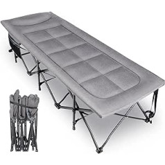 REDCAMP Plus Size Camp Bed with Mattress Topper for Adults, 75 cm Extra Wide XXL Folding Bed Camping Bed Guest Bed Foldable Sturdy Foldable Beds for Outdoor Camping Travel Office Indoor Grey