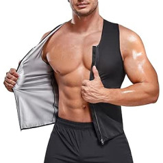 Bingrong Men's Sauna Vest Slimming Belt Sauna Shirt Sweat Vest Fitness Thermal Body Shaper Sauna Effect Tummy Control Tank Top Men's Sauna Vest Compression Shirt with Zip, black