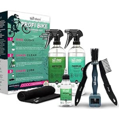 bio-chem Professional 7-Piece Bicycle Cleaning Set – Effective & Material-friendly Care Set: 1x Bicycle Cleaner 750ml + 1x Drive Degreaser 750ml + 1x Drive Oil 100ml + 3x Cleaning Brush