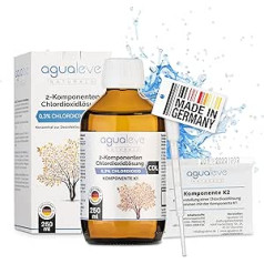 AGUALEVE® Chlorine Dioxide Solution (CDL, CDs) 0.3% 250 ml, Brand Quality Made in Germany, BAuA Certified, 2-Component Solution, Easy Activation for 100% Freshness, Free HDPE Pipette