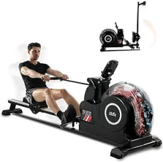 ISE Water Rowing Machine Foldable for Home with 6 Levels Water Resistance, Rowing Machine with LCD Display and Tablet Holder, Ergonomic Rowing Machine, SY-2027