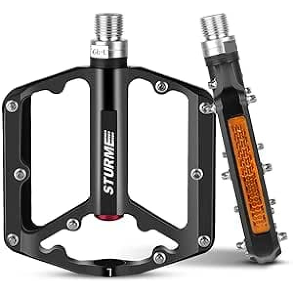STURME Fahrradpedale, MTB Pedale mit Reflektoren & 3 Abgedichtete Lager, 9/16 Zoll rutschfest Anti-Staub Pedale Fahrrad für Mountainbike, BMX, Rennrad Pedale