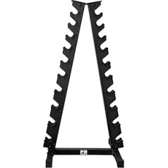 PERFORMBETTER+ PB Strong Professional Dumbbell Stand, Dumbbell Rack for Dumbbells, Dumbbell Pyramid for 10 Dumbbell Pairs, Stable and Space-saving, Colour: Black