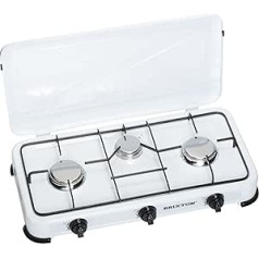 FireFriend KO-6383 Gas-Campingkocher – 3 Brenner – 2 x 1500 Watt und 1 x 1000 Watt – Weiß