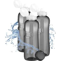 Kavodrink 3 x Tritan Water Bottle 0.75 L + Sports Lid Water Bottle Black Sports Bottle BPA Free Bottle 750 ml