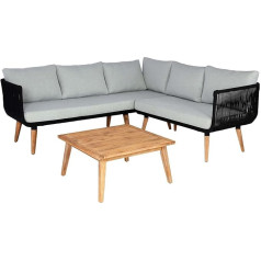 Mendler HWC-L30 Garden Furniture Set Lounge Set Sofa Acacia Wood MVG Certified - Upholstery Light Grey