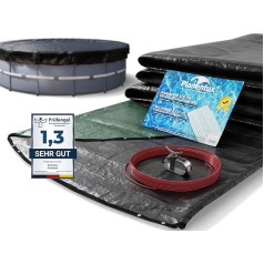 Planenfux® Round Pool Cover 366 cm (for Diameter 320-366 cm Pools) | 2-in-1 Tarpaulin Pool Round Made of 200 g/m² PE Material | Pool Tarpaulin Solar Tarpaulin Pool Round for Summer and Winter |