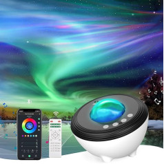 Aurora Starry Sky Projector with Music Speaker, Night Light with Sleep Aids Sound Machine for Adults Children Smart LED Star Projector Galaxy Compatible with Alexa