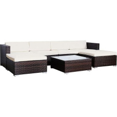 EVRE Nevada Rattan Outdoor Garden Furniture Set 6 Seater Sofa with Coffee Table (Brown)