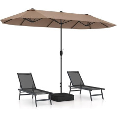 RELAX4LIFE Parasol, Double Parasol with Stand & Hand Crank, Large Market Umbrella 396 x 201 cm, Garden Umbrella, Patio Umbrella, Sun Protection