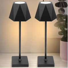 KERNOWO Pack of 2 Wireless Table Lamps, Touch Dimmable Table Lamp Battery RGB 5 Modes & Continuous Dimming IP55 Waterproof LED Table Lamp without Cable for Bedroom/Dining Room/Coffee/House (Black)