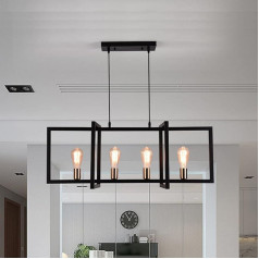 Ganeed Farmhouse Chandelier Matte Metal Modern Pendant Lamp Rustic Ceiling Light Black 4 Lights