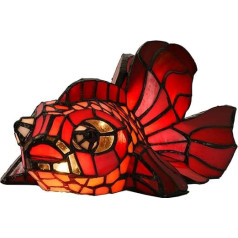 Bieye Red Telescope Fantail Goldfish Tiffany Style Stained Glass Accent Night Light for Home Decoration L30827