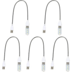 OSALADI 5 x U Disk Night Light Gooseneck 8 LED Night Lamp USB Reading Lamp USB LED Torch Outdoor Camping Light LED Light Bulb USB Night Light USB Lamp Student PVC LED Night Light Field