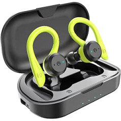 APEKX Wireless Sport Headphones 5.0, IPX7 Waterproof, Stereo Sound, Built-in Microphone Headset with Magnetic Portable Charging Bag, Hands Free Call for iOS, Android (Green)