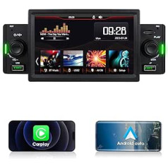 KooDux Car Radio Stereo 5 Inch Single DIN Wireless Apple CarPlay for Android Car, Mirrorlink/Mobile Charging, Bluetooth, USB Phones, Music Playback, Radio, Car Navigation (1 Din)