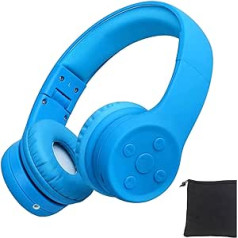 YUSONIC Children's Bluetooth Headphones, Bluetooth Headphones for Children with 85 dB Volume, Music Sharing Function, Built-in Microphone and 15 Hours Playtime (E2 Blue)