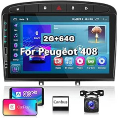 Hodozzy Carplay/Android Car Radio for Peugeot 408/308/308 SW 2008-2015 with Sat Nav, 9 Inch Touchscreen with Mirror Link/WiFi/GPS/RDS/FM/Bluetooth/USB + Reversing Camera + Microphone