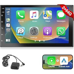 2+64G podofo 2Din 7 Inch Car Radio with Wireless Apple Carplay/Android Car Android 13 Screen with GPS/Bluetooth/Mirror Link/SWC/FM/RDS/WiFi/USB Support Rear Camera