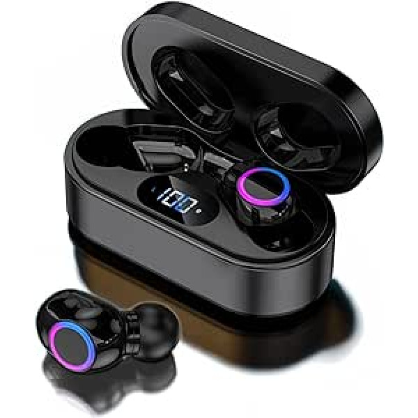 Vaykwo Bluetooth 5.2 Mini Pocket Wireless Earbuds with Deep Bass, TWS Noise Cancel Headphones with HiFi Stereo Audio, Touch Control Bluetooth Headphones, Waterproof Sports Headphones (Black, 300 mAh)