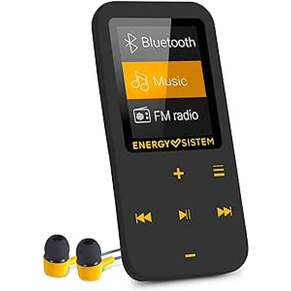 Energy Sistem Touch Amber MP4 Player with Bluetooth Technology, 16GB, In-Ear Headphones, FM Radio, MicroSD, Black / Amber