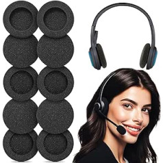 10 Paar Schaumstoff-Bezüge für Computer-Headsets, 50 mm, Schwarz