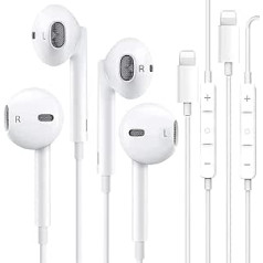 QSSTECH 2 Pack In-Ear Headphones for iPhone, HiFi Audio Stereo, with Microphone and Volume Control, Compatible with iPhone 11/12/13 Mini/14 ProMax/X/XS Max/XR/8/7/7 Plus