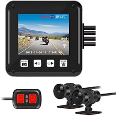 VSYSTO Motorcycle Dashcam Motorcycle Camera 1080p Double Lens 150° Wide Angle Front and Rear Waterproof Sports Camera Motorcycle Camcorder 2 Inch LCD Screen with Night Vision Function G-Sensor