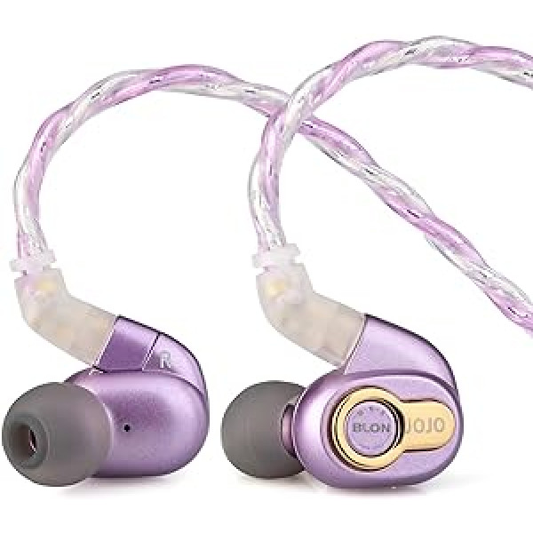 LINSOUL BLON x Z Reviews JoJo 10 mm Dynamic Driver In Ear Monitor, Wired Earphones, HiFi IEM Headphones with Removable Silver-Plated OFC Aluminium Cable, 0.78 mm 2-Pin Connector (JoJo, 0.78 mm 2Pin)