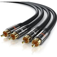 RCA Audio Cable - 7.5 m - Aux Inputs Audio 2x RCA Male to 2x RCA Male - Metal Plug - Double Shielding - Coaxial Cable Suitable for Amplifiers, Stereos, HiFi Systems