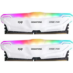 [ RGB DDR4 RAM ] Gigastone White RGB Game PRO Desktop RAM 16GB (2x8GB) DDR4 Ram 16GB DDR4-3200 MHz PC4-25600 CL16 1.35V 288 Pin/Pin Unbuffered Non-ECC Computer Memory RAM (PC Desktop Only)