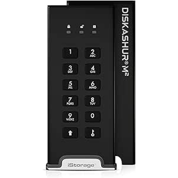 iStorage DiskAshur M2 2TB - PIN Authenticated, Hardware Encrypted, USB 3.2 Portable SSD. Ultra-fast, FIPS Compliant, Robust and Portable. IS-DAM2-256-2000