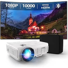Sunys Bluetooth Mini Projector, 10000 Lux 1080P HD Full Portable Projector, LED Home Cinema Video Projector Compatible with Tablet/PC/PS4/Firestick, with USB/HDMI/AV, 150 Inch Projector Outdoor/Home