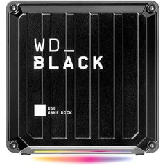 WD_Black D50 Game Dock 2 TB (2x Thunderbolt 3 Ports, DisplayPort 1.4, 2x USB-C, 3x USB-A, Audio On/Off and Gigabit Ethernet Customable RGB Lighting) Black