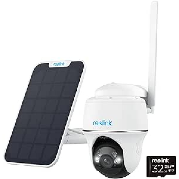 Reolink 3G/4G LTE Surveillance Camera with SIM Card Slot, 5MP 355°/140° PTZ Solar Camera Outdoor, Colour Night Vision, People/Animal Detection, Alarm Filtering, Standalone, Go PT Plus + Solar Panel +