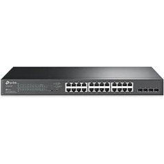 TP-Link TL-SG2428P 24-Port Gigabit Managed PoE Switch with 4 SFP Slots (250 Watt, Central Cloud Management, Integrated in Omada SDN, IPv6, Secure Network) Black, Business Network