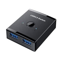 Cablecc KVM USB 3.0 Bi-Directional Switch 2 to 1 PC Sharing or 1 to 2 Hub for Keyboard, Mouse, Scanner, Printer