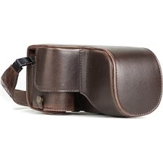 MegaGear MG1015 Ever Ready Leather Camera Case with Strap Compatible with Sony Alpha A6500 (up to 16-70 mm Lens) Dark Brown